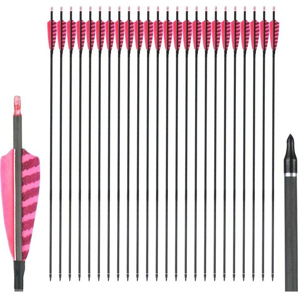Frecce In Carbonio Puro Per La Costruzione Di Archi, Lunghezza 32", Punta Intercambiabile, 24 Pezzi - Rosa"-image