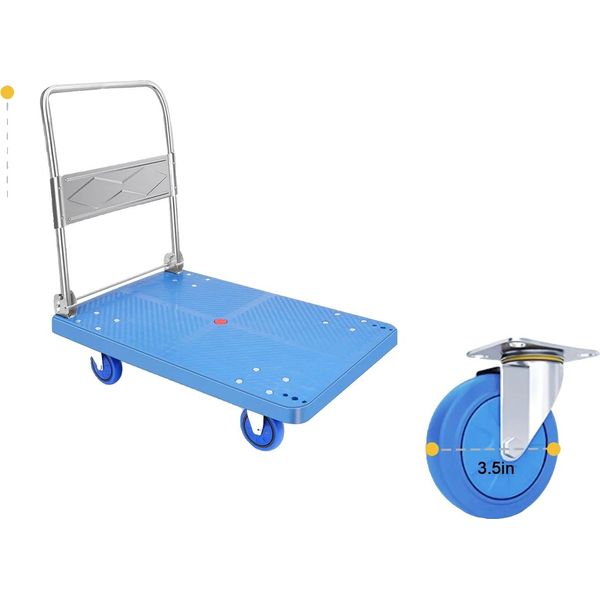 Carrello Spesa Per Impieghi Gravosi, Corrimano Pieghevole, Elevata Capacità Di Carico, Blu S-image