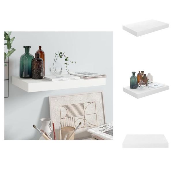 Vidaxl Scaffale Galleggiante Bianco Lucido 40X23X3,8 Cm Mdf - Mensole A Muro-image