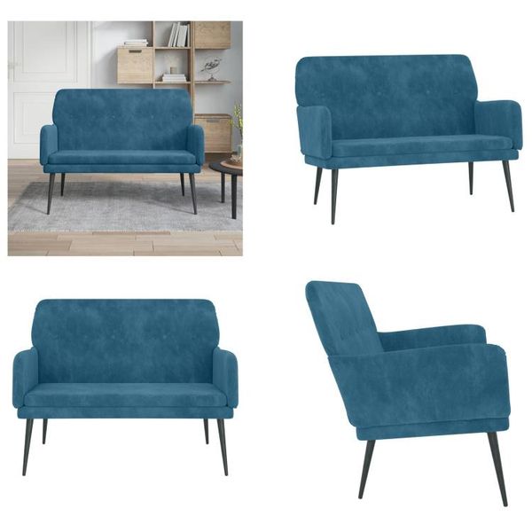 Vidaxl Panca Blu 108X79X79 Cm In Velluto - Panca - Panche - Panca - Panca Per Ingresso-image