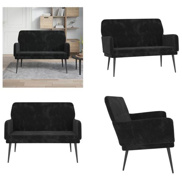 Vidaxl Panca Nera 108X79X79 Cm In Velluto - Panca - Panche - Panchina - Panca Da Ingresso-image