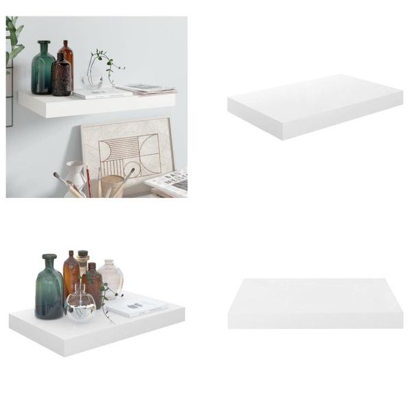 Vidaxl Scaffale Galleggiante Bianco Lucido 40X23X3,8 Cm Mdf - Scaffale A Muro - Mensole A Muro - Scaffale A Muro Galleggiante - Scaffale A Muro Galleggiante-image