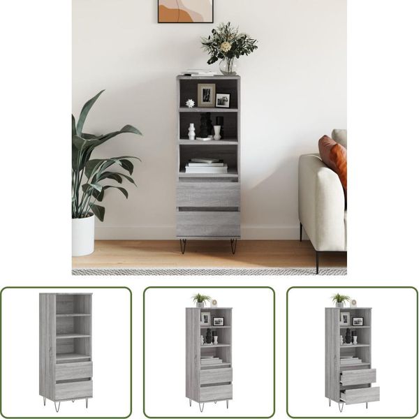 The Living Store Credenza Grey Sonoma 40X36X110 Cm Materiale A Base Di Legno-image