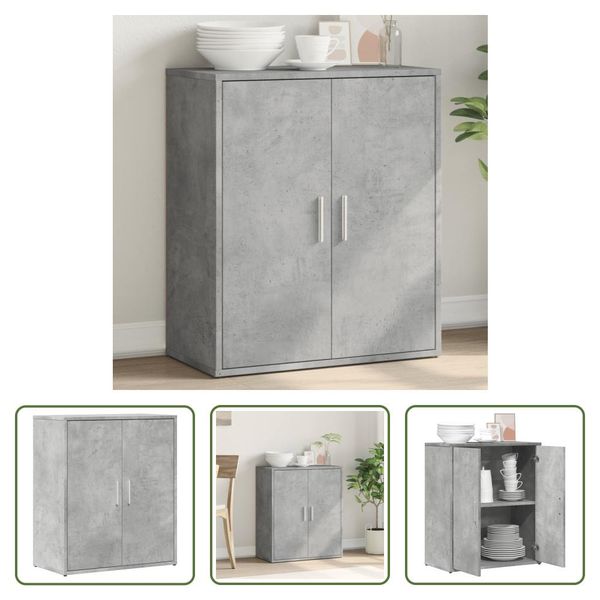 The Living Store Credenza Cemento Grigio 60X31X70 Cm Materiale Legno-image
