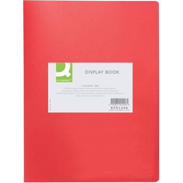 Q-Connect® KF01246 Libro Espositore - 10 Buste, Copertina In Pp, 450 Mym, Rosso-image