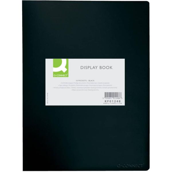 Q-Connect® KF01248 Libro Espositore - 10 Buste, Copertina In Pp, 450 Mym, Nero-image