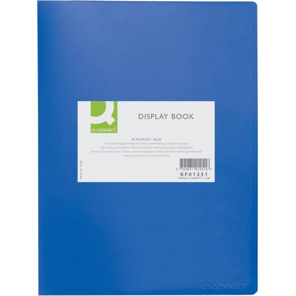 Q-Connect® KF01251 Libro Della Visibilità - 20 Buste, Copertina In Pp, 450 Mym, Blu-image
