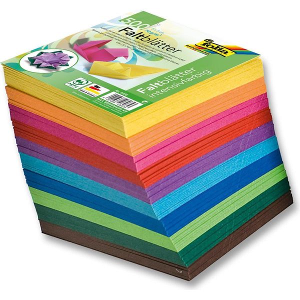 Folia 8955 FaltbläTter "Mini"" 5X5Cm - 10 Farben Sortiert, 500 Blatt, 70G/Qm"-image