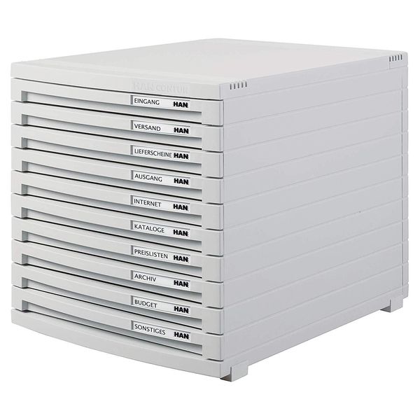 Han 1510-11 Cassettiera Contur - A4/B4/C4, 10 Cassetti Chiusi, Grigio Chiaro-image