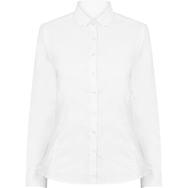 Henbury Donna Camicetta Oxford Moderna A Maniche Lunghe RW5424 (Xs) (Bianco)-image