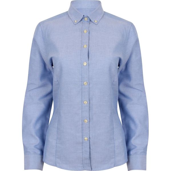 Henbury Camicetta Oxford Moderna A Maniche Lunghe Da Donna RW5424 (4XL) (Blu)-image