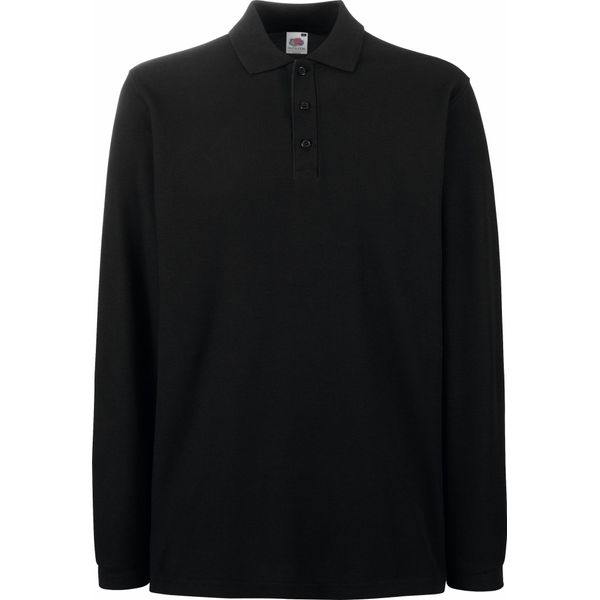 Polo Fruit Of The Loom Premium Herren, Langarm BC1383 (3XL) (Schwarz)-image