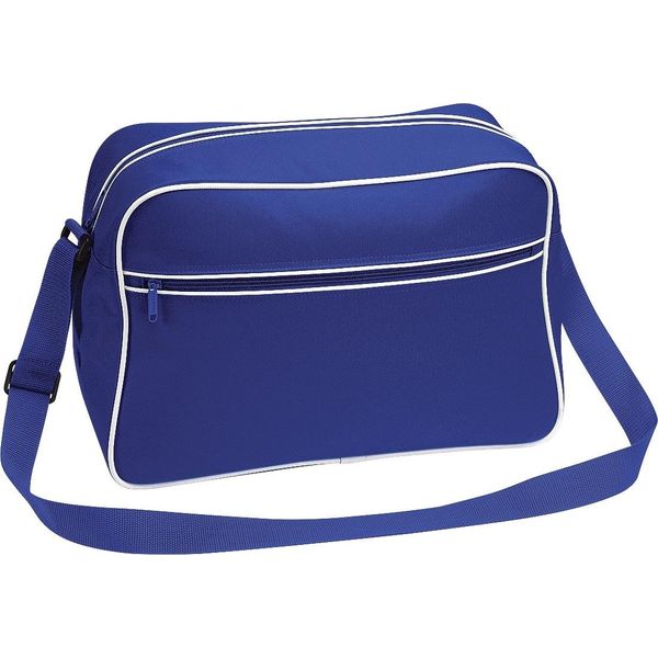 Bagbase Borsa A Tracolla Retrò Con Tracolla Regolabile, 18 Litri (2 Pezzi/Confezione) BC4479 (Taglia Unica) (Blu Reale/Bianco)-image