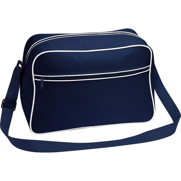 Bagbase Borsa A Tracolla Retrò Con Tracolla Regolabile, 18 Litri (2 Pezzi/Confezione) BC4479 (Taglia Unica) (Blu Scuro/Bianco)-image
