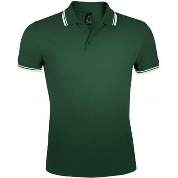 Polo Pasadena Tipped A Manica Corta In Piqué PC2431 (3XL) (Verde Bosco/Bianco) Di Sols Uomo-image