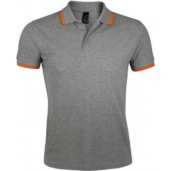 Polo Pasadena Tipped A Manica Corta In Piqué Da Uomo Sols PC2431 (Xl) (Grigio/Arancione)-image