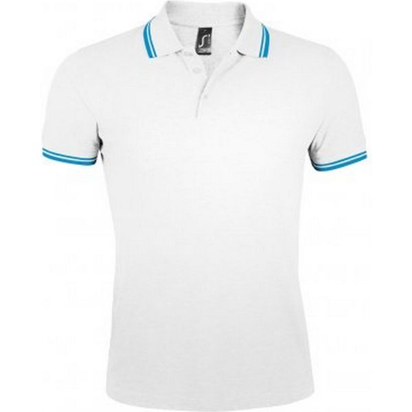 Polo Pasadena Tipped A Manica Corta In Piqué PC2431 (M) (Bianco/Blu Acqua) Sols Uomo-image