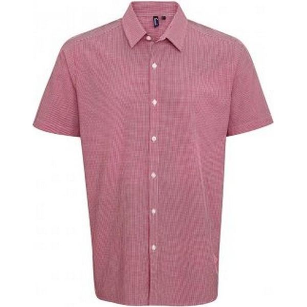 Camicia Premier Da Uomo A Quadri Vichy, Manica Corta PC3100 (S) (Rosso/Bianco)-image