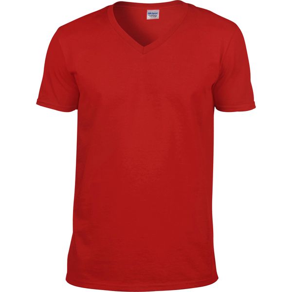 Maglietta Da Uomo Gildan Soft Style, Scollo A V, Maniche Corte BC490 (3XL) (Rosso)-image