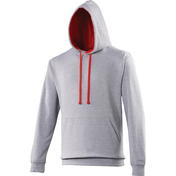 Pullover Con Cappuccio Awdis / Felpa Con Cappuccio RW165 (2XL) (Grigio Screziato/Rosso Fuoco)-image