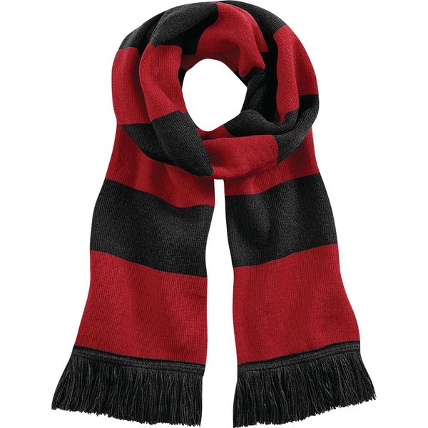 Sciarpa Invernale Beechfield Varsity Unisex RW2031 (Taglia Unica) (Nero/Rosso)-image