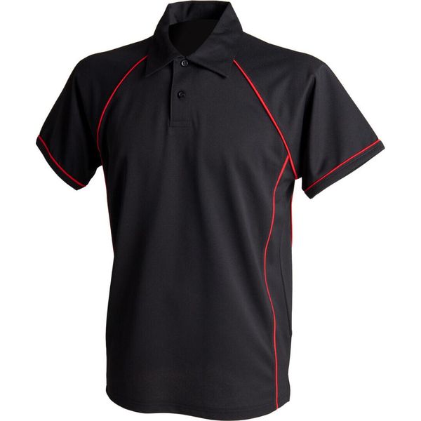 Polo Sportiva Finden & Hales Da Uomo, Manica Corta RW427 (S) (Nero/Rosso)-image