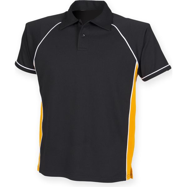 Polo Sportiva Finden & Hales Da Uomo, Manica Corta RW427 (2XL) (Nero/Ambra/Bianco)-image