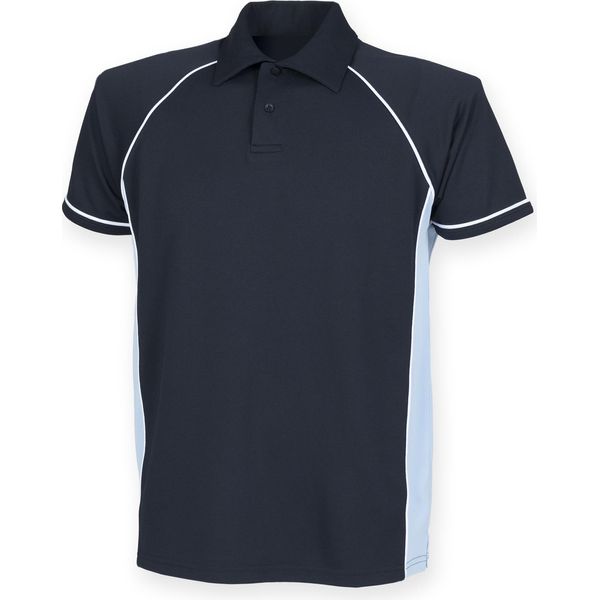 Polo Sportiva Finden & Hales Da Uomo, Manica Corta RW427 (3XL) (Blu Scuro/Bianco)-image