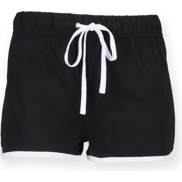 Skinni Minni Pantaloncini Sportivi Retrò Per Bambini RW4753 (9-10 Anni (140)) (Nero/Bianco)-image