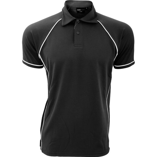 Polo Sportiva Finden & Hales Da Uomo, Manica Corta RW427 (M) (Nero/Bianco)-image
