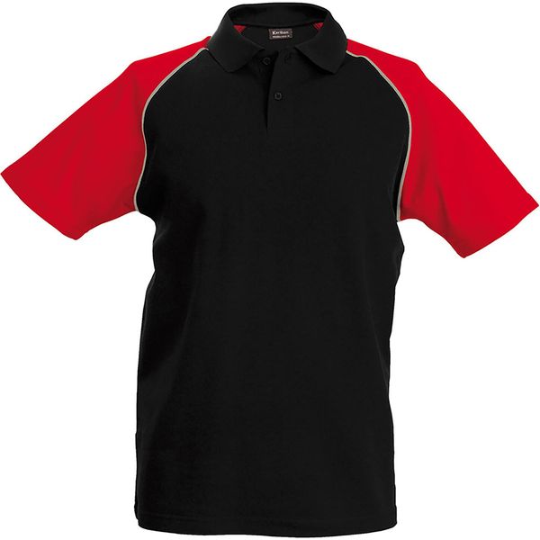 Polo Kariban Da Uomo Con Colori A Contrasto RW702 (Large) (Nero/Grigio Chiaro/Rosso)-image