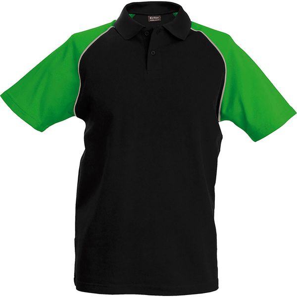 Polo Kariban Da Uomo Con Colori A Contrasto RW702 (Medium) (Nero/Grigio Chiaro/Verde)-image