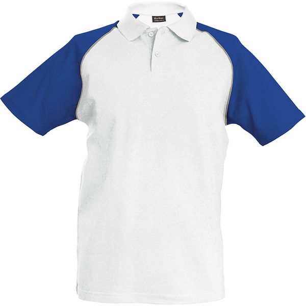 Polo Kariban Da Uomo Con Colori A Contrasto RW702 (Large) (Bianco/Grigio Chiaro/Blu Reale)-image