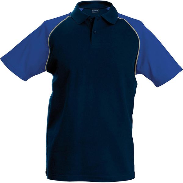 Polo Kariban Da Uomo Con Colori A Contrasto RW702 (Medium) (Blu Navy/Grigio Chiaro/Blu Reale)-image