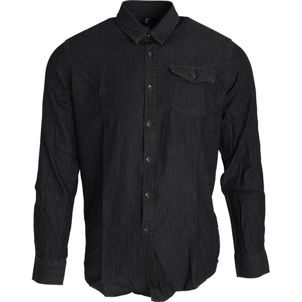 Camicia Premier Da Uomo In Denim Con Cucitura A Manica Lunga RW5593 (Xs) (Denim Nero)-image