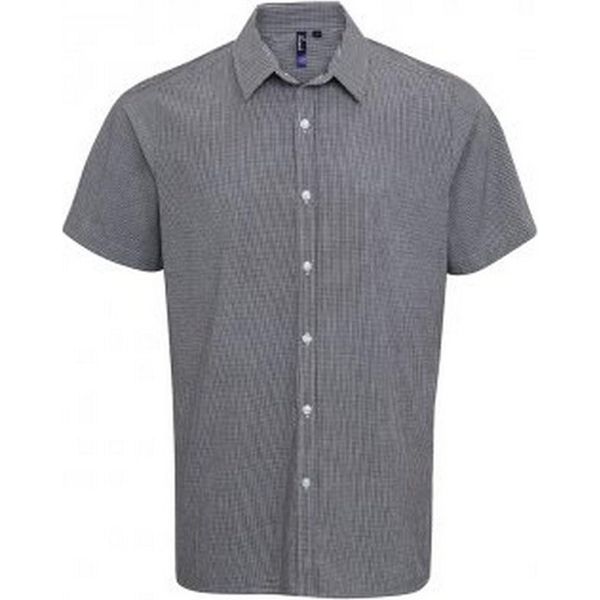 Camicia Premier Da Uomo A Quadri Vichy, Manica Corta PC3100 (L) (Nero/Bianco)-image