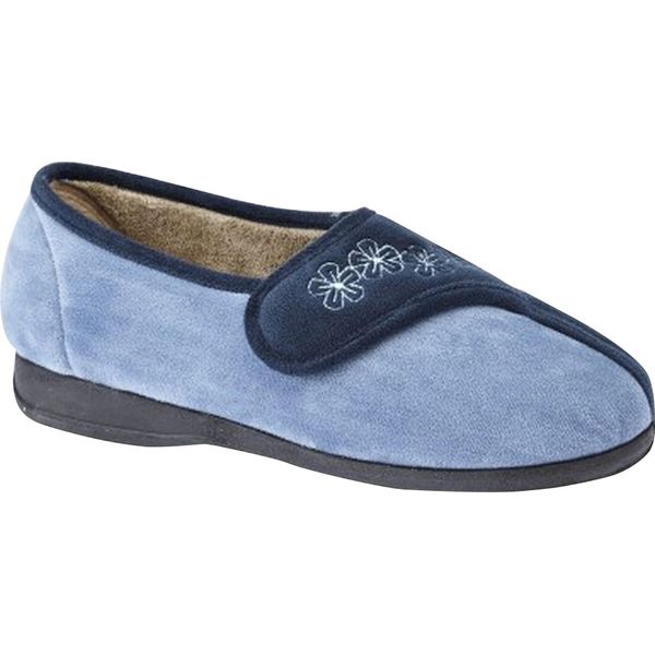 Pantofole Con Velcro Gemma Da Donna DF1347 (4 UK/37 Eu) (Navy/Blu)-image