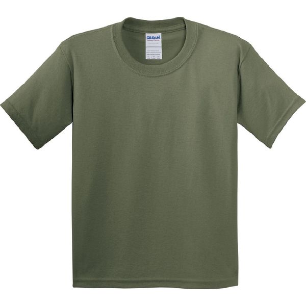 Maglietta Gildan Bambino Girocollo, Manica Corta BC482 (Xs) (Verde Militare)-image