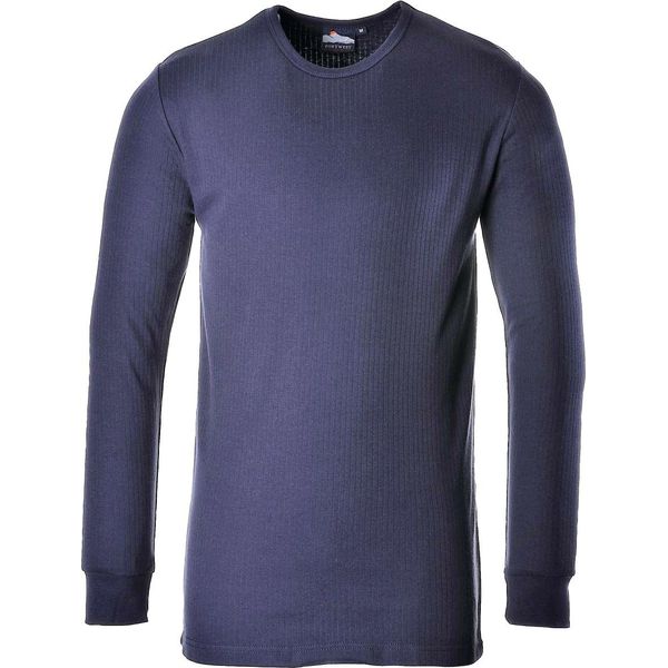 Portwest B123 Men's Thermal Long Sleeve Shirt / Long Sleeve Undershirt RW1016 (S) (Navy Blue)-image