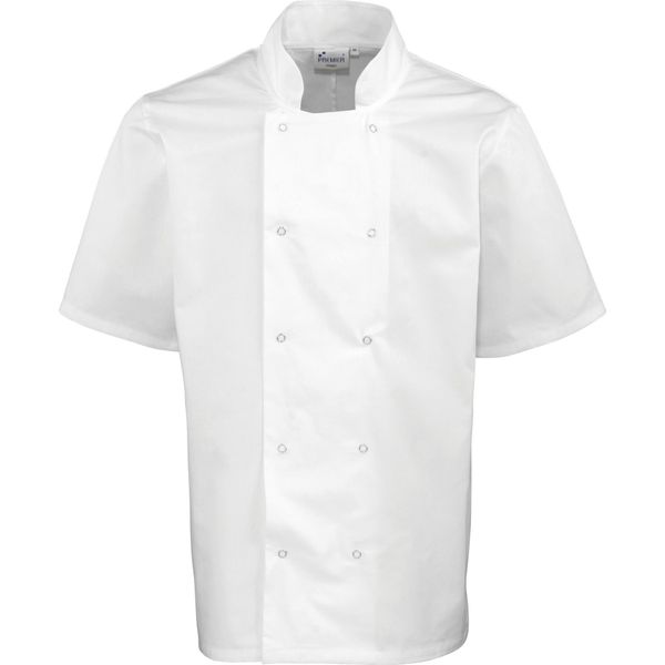 Giacca Da Cuoco Premier Unisex, Manica Corta Con Bottoni A Pressione (2 Pezzi/Confezione) RW6824 (L) (Bianco)-image