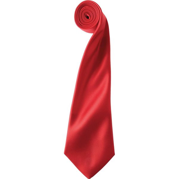 Cravatta Premier In Raso Da Uomo, Tinta Unita RW1152 (Taglia Unica) (Rosso)-image