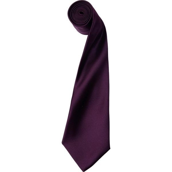 Cravatta Premier In Raso Da Uomo, Tinta Unita RW1152 (Taglia Unica) (Melanzana)-image
