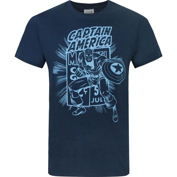 Maglietta Captain America Offizielles Herren Comic Book NS5041 (L) (Blau)-image