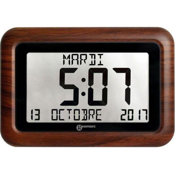 Orologio Radiocontrollato Geemarc VISO10 Con Calendario - Utile Per I Pazienti Affetti Da Demenza E Alzheimer - Legno-image