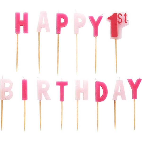 Amscan Candele Per Torte Buon 1° Compleanno, Rosa SG11995 (Taglia Unica) (Rosa)-image