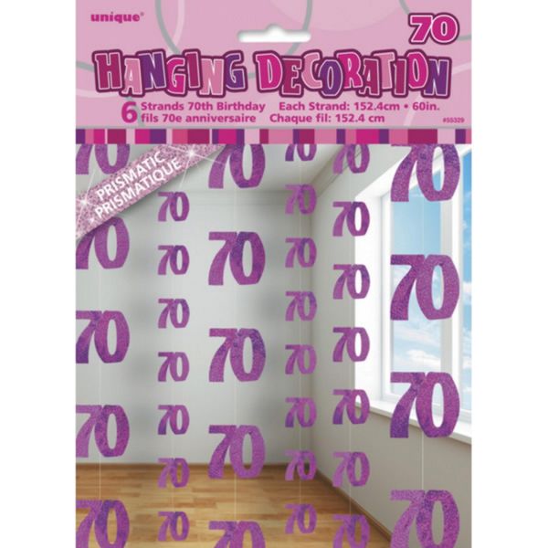 Decorazione Unica Da Appendere Per Feste Con Numero 70, Rosa SG5423 (Taglia Unica) (Rosa)-image