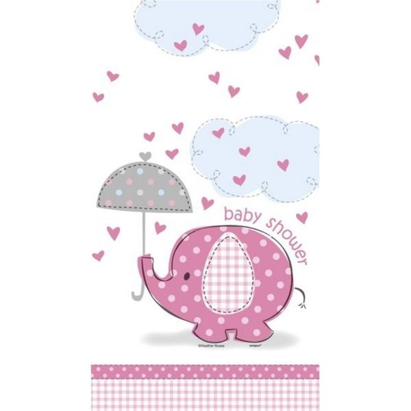 Tovaglia Da Festa Unica Per Baby Shower Con Disegno Di Elefante, Rosa SG5796 (Taglia Unica) (Rosa/Bianco)-image