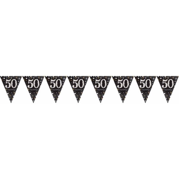 Amscan Scintillante Striscione Di 50° Compleanno SG9902 (Taglia Unica) (Nero/Oro)-image