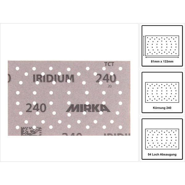 Mirka Iridium Striscie Abrasive Grip 81X133Mm G240, 100 Pz. ( 246B109925 )-image