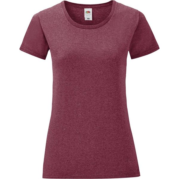 T-Shirt Fruit Of The Loom Donna Iconic, Manica Corta PC3400 (2XL) (Colore Bordeaux)-image